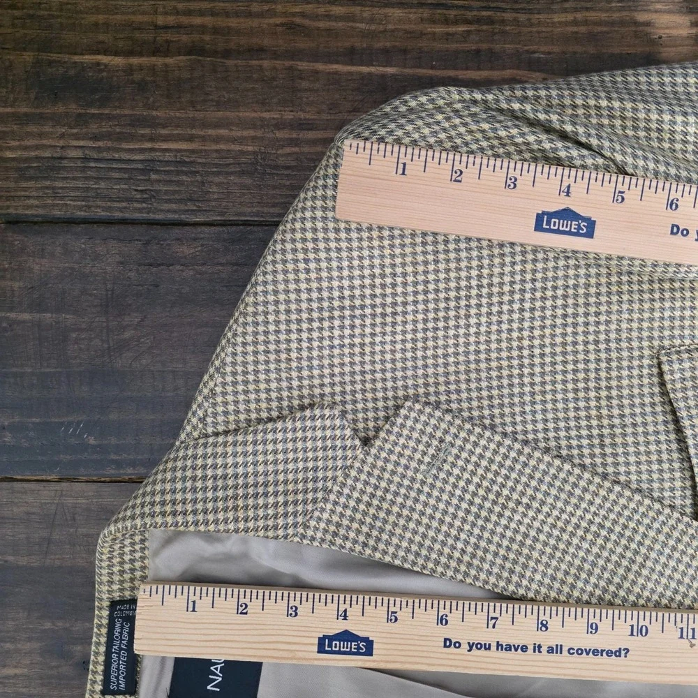 Nautica‎ Men's Sport Coat Blazer Two Button Houndstooth Silk Size 48L